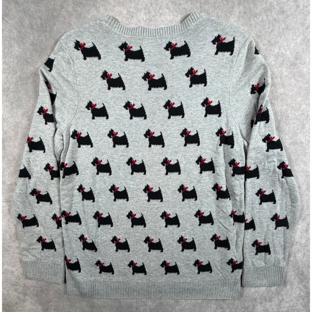 Charter Club Womens Large Sweater Gray Scottie Dog Scottish Terrier Christmas - Picture 2 of 9